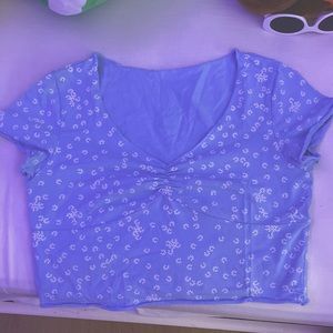 Cami V-Neck Cropped Flower Top